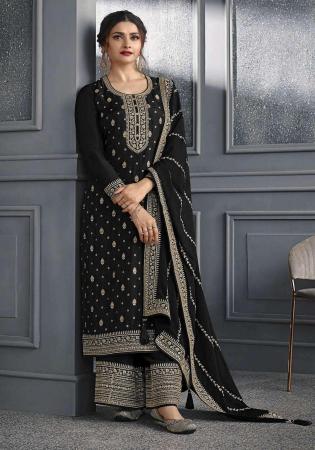 Picture of Admirable Silk Black Straight Cut Salwar Kameez