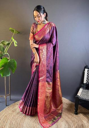 Picture of Beautiful Silk Rosy Brown Saree