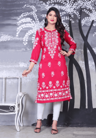 Picture of Shapely Silk Light Coral Kurtis & Tunic