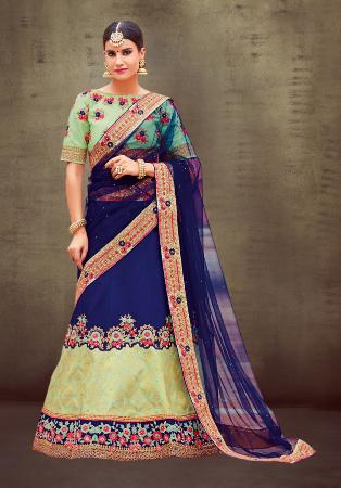 Picture of Good Looking Net & Satin Midnight Blue Lehenga Choli