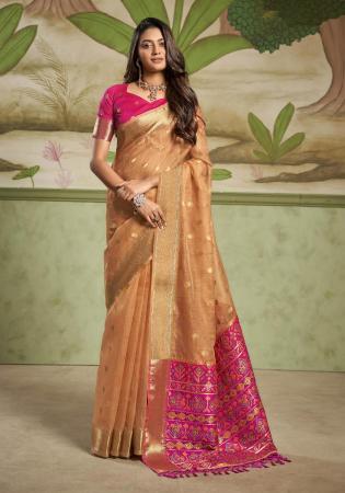 Picture of Elegant Cotton & Silk Dark Salmon Saree