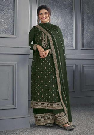 Picture of Amazing Silk Sea Green Straight Cut Salwar Kameez