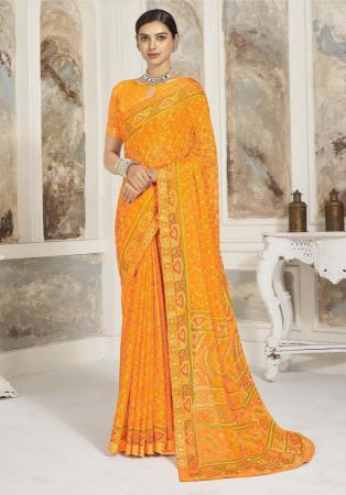 Picture of Magnificent Chiffon Coral Saree