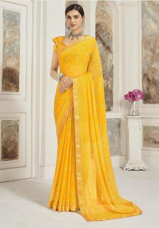 Picture of Radiant Chiffon Golden Rod Saree