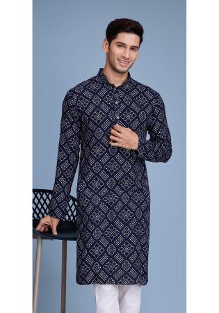 Picture of Sublime Rayon Navy Blue Kurtas