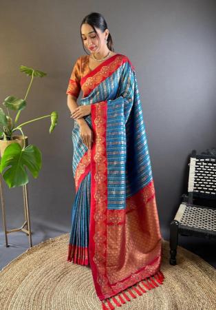 Picture of Lovely Silk Light Steel Blue Saree