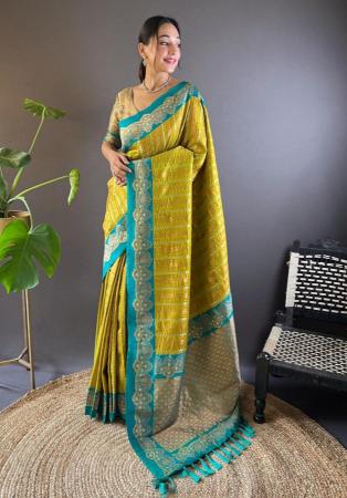 Picture of Gorgeous Silk Golden Rod Saree