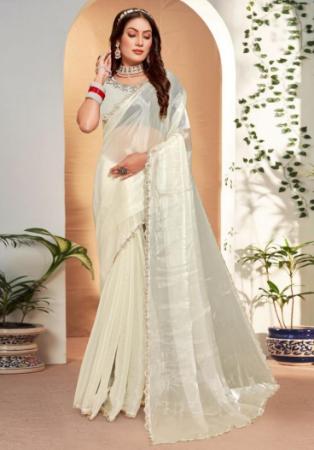 Picture of Beautiful Silk Off White Saree