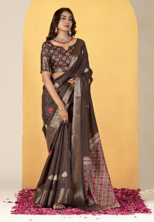 Picture of Alluring Silk Dark Olive Green Saree