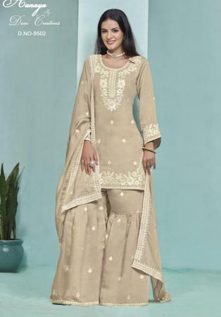 Picture of Sublime Silk Rosy Brown Straight Cut Salwar Kameez