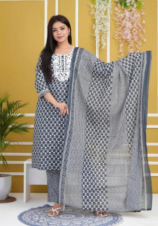 Picture of Rayon & Cotton Dark Slate Grey Readymade Salwar Kameez