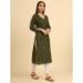 Picture of Fascinating Cotton Dark Olive Green Kurtis & Tunic