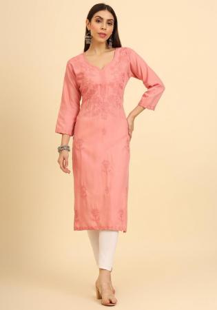 Picture of Admirable Cotton Light Pink Kurtis & Tunic