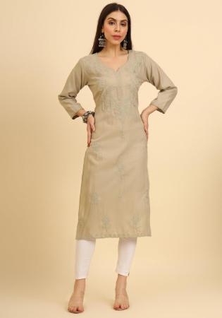 Picture of Classy Cotton Beige Kurtis & Tunic