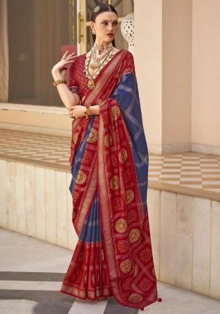 Picture of Magnificent Silk Navy Blue Saree