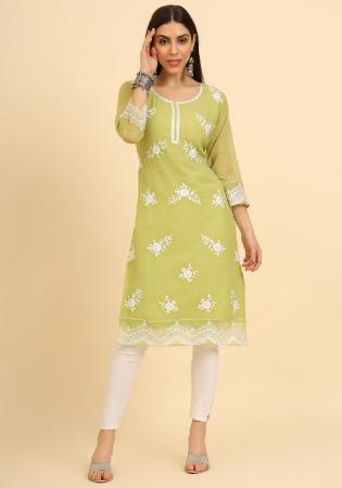 Picture of Magnificent Georgette Spring Green Kurtis & Tunic