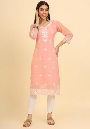 Picture of Charming Georgette Light Pink Kurtis & Tunic