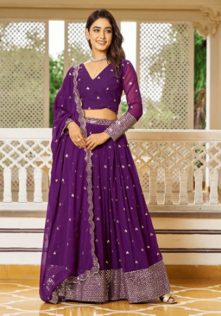 Picture of Exquisite Georgette Purple Readymade Lehenga Choli