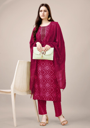 Picture of Magnificent Rayon Deep Pink Readymade Salwar Kameez