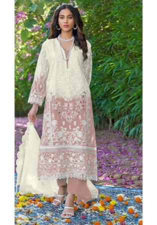 Picture of Taking Organza White Straight Cut Salwar Kameez