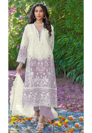 Picture of Gorgeous Organza White Straight Cut Salwar Kameez