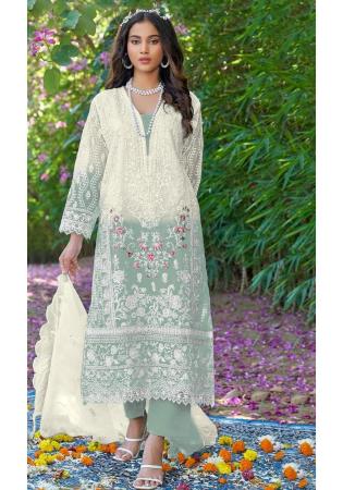 Picture of Radiant Organza White Straight Cut Salwar Kameez