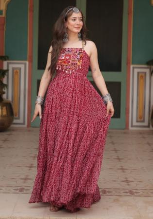 Picture of Wonderful Georgette Maroon Readymade Gown