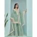 Picture of Silk Dark Sea Green Straight Cut Salwar Kameez