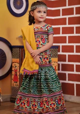 Picture of Fascinating Cotton Sea Green Kids Lehenga Choli