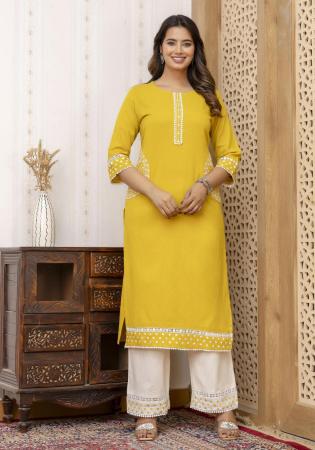 Picture of Stunning Cotton Golden Rod Readymade Salwar Kameez