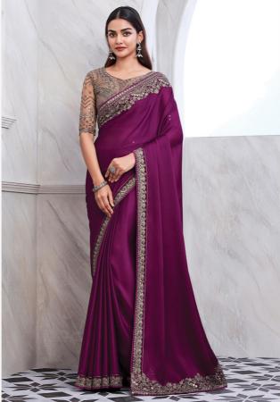 Picture of Appealing Chiffon & Silk Saddle Brown Saree