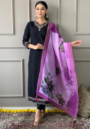 Picture of Delightful Chiffon Black Readymade Salwar Kameez