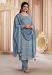 Picture of Chiffon & Silk Light Slate Grey Straight Cut Salwar Kameez