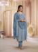 Picture of Chiffon & Silk Light Slate Grey Straight Cut Salwar Kameez