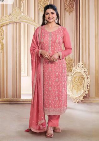 Picture of Chiffon & Silk Pale Violet Red Straight Cut Salwar Kameez