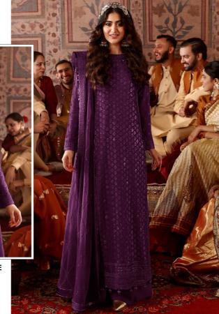 Picture of Delightful Georgette Purple Anarkali Salwar Kameez