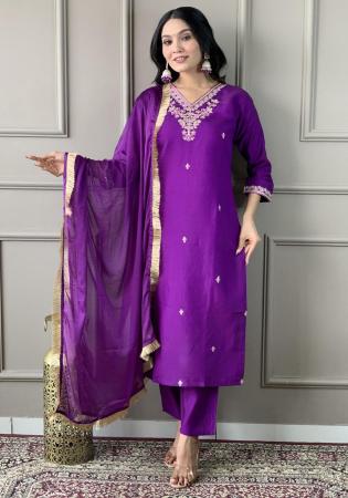 Picture of Appealing Chiffon Indigo Readymade Salwar Kameez