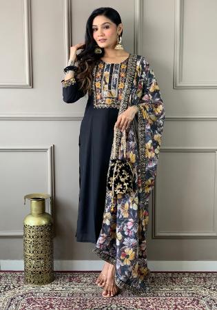 Picture of Good Looking Chiffon Black Readymade Salwar Kameez