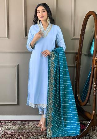 Picture of Resplendent Silk Sky Blue Readymade Salwar Kameez