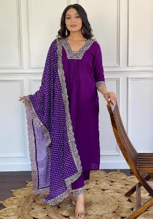 Picture of Lovely Silk Indigo Readymade Salwar Kameez