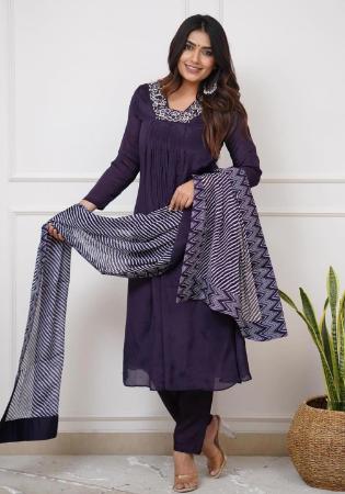 Picture of Ravishing Silk Dark Slate Blue Readymade Salwar Kameez