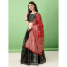 Picture of Well Formed Silk Dark Olive Green Lehenga Choli