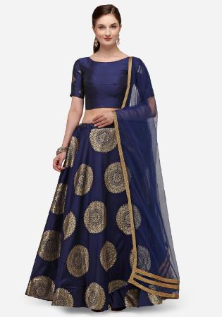 Picture of Fine Silk Midnight Blue Lehenga Choli