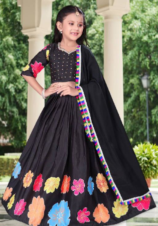 Picture of Fine Chiffon Black Kids Lehenga Choli