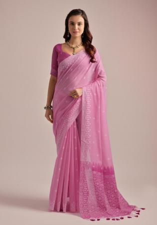 Picture of Pleasing Cotton Pale Violet Red Saree