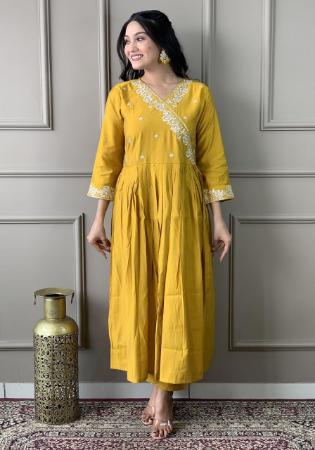 Picture of Ideal Chiffon Golden Rod Readymade Salwar Kameez