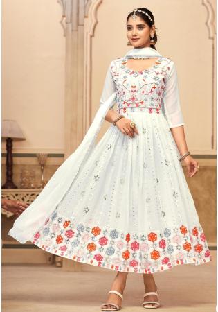 Picture of Grand Georgette White Readymade Gown