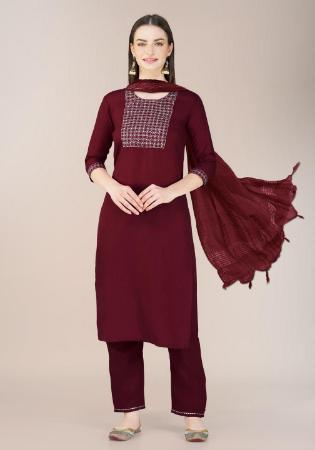 Picture of Taking Cotton Maroon Readymade Salwar Kameez