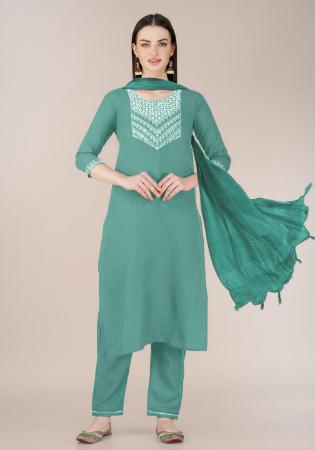 Picture of Sightly Cotton Cadet Blue Readymade Salwar Kameez