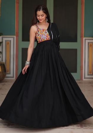 Picture of Enticing Rayon Black Party Wear Gown